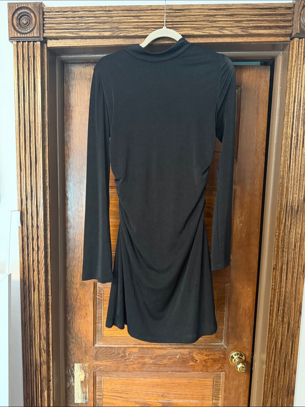 Wayf Black Long Sleeve Mock Neck Dress